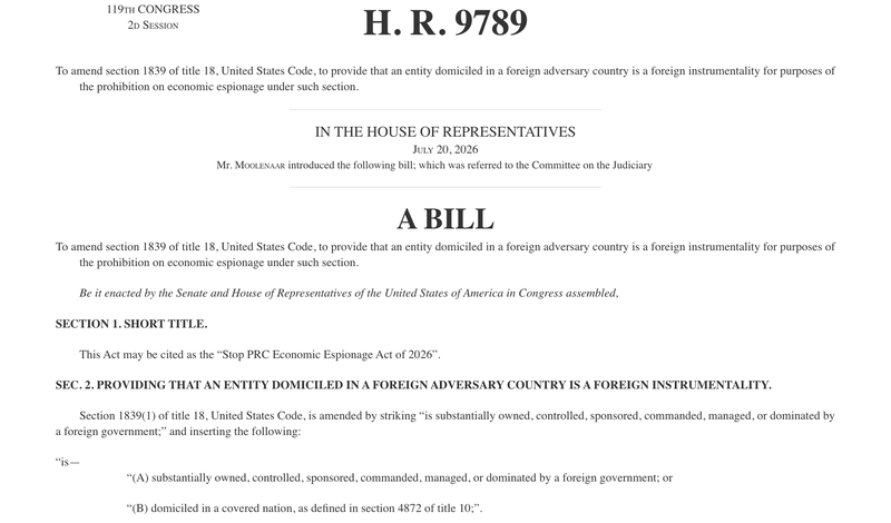 U.S. Lawmakers Move to Close China Espionage Loophole That Lets PRC Companies Deny State Control