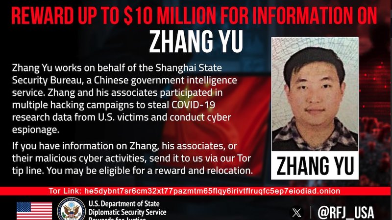 State Department Offers $10 Million for Alleged Chinese Hafnium Hacker as Beijing-Directed Campaign Hit 12,700 U.S. Organizations